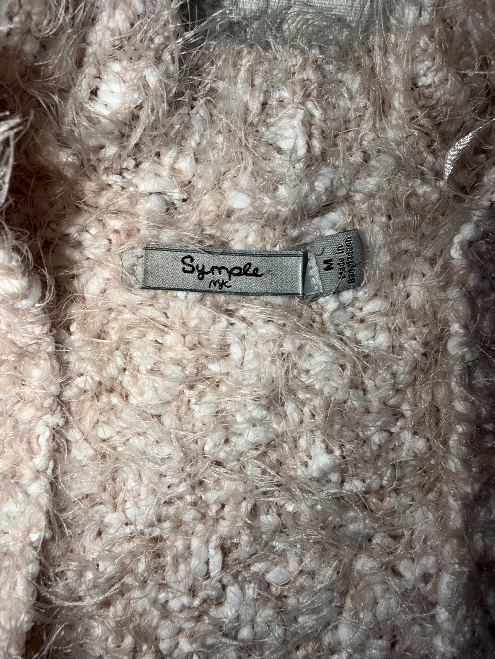 Symple NYC Fuzzy Popcorn Knit Open-Front Cardigan Sweater – Pink/Cream, Size M - Picture 3 of 5
